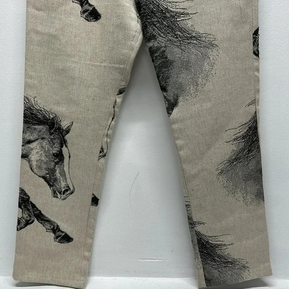 Taller Marmo Pants Pant Straight Studded Black Horse Stallion Cream Size 42 US 6 - Picture 4 of 10